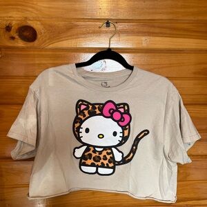 Hello Kitty Beige Tee with Leopard Print